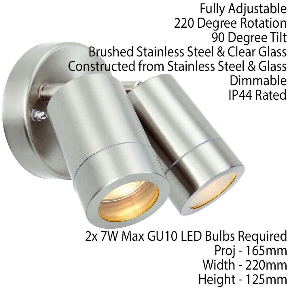 Loops Direct Palin Stainless Steel Adjustable Outdoor Spotlight - Brushed Steel - Image 3