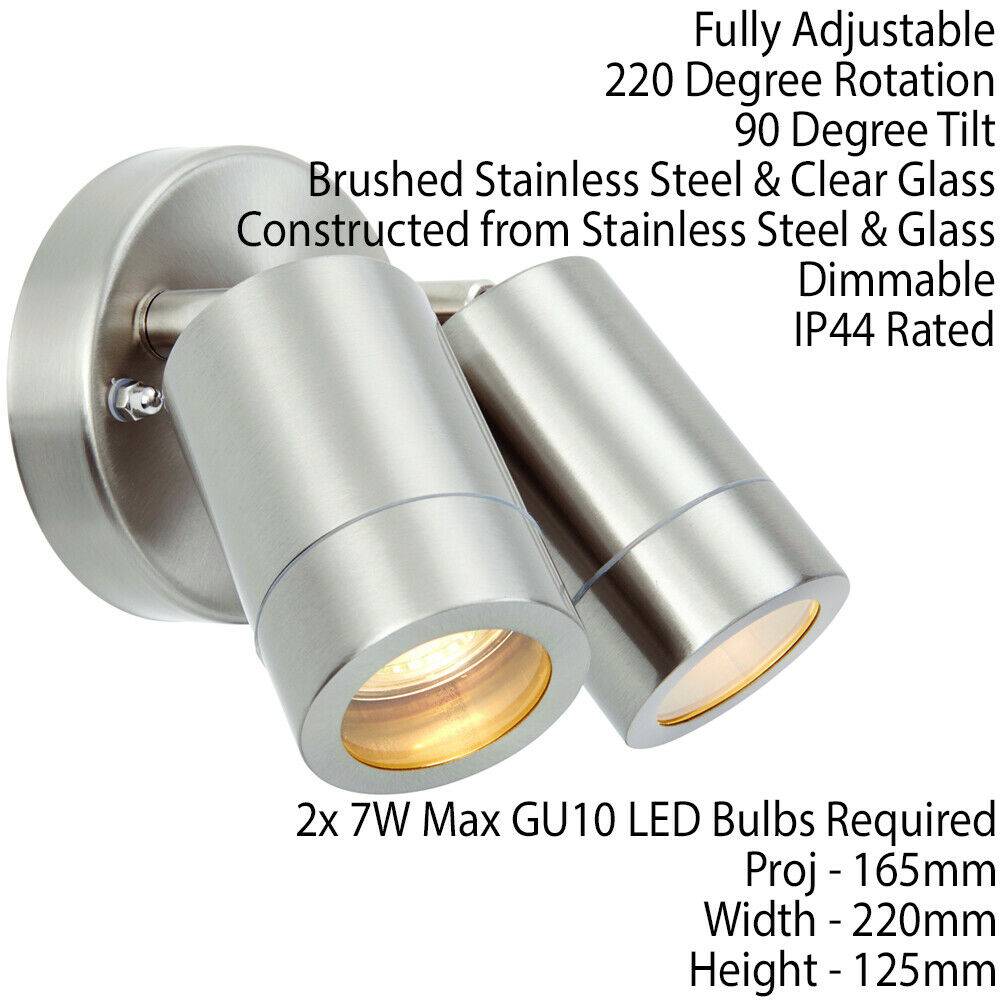 Loops Direct Palin Stainless Steel Adjustable Outdoor Spotlight - Brushed Steel - Image 3
