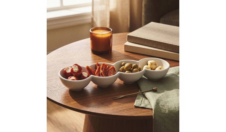Orsina Dela 4 Section Snack Dish - White