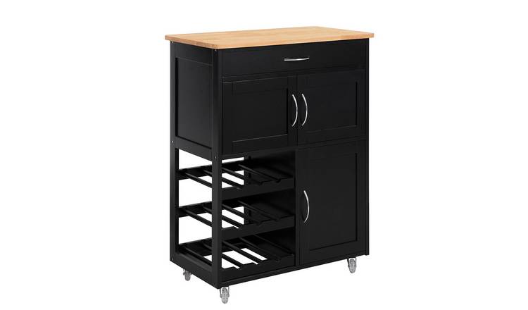 SoBuy 1 Drawer 3 Shelf Kitchen Trolley - Black