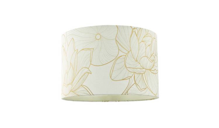 Happy Homewares Cream Linen Fabric with Large Shiny Gold Foil Lampshade - 30cm