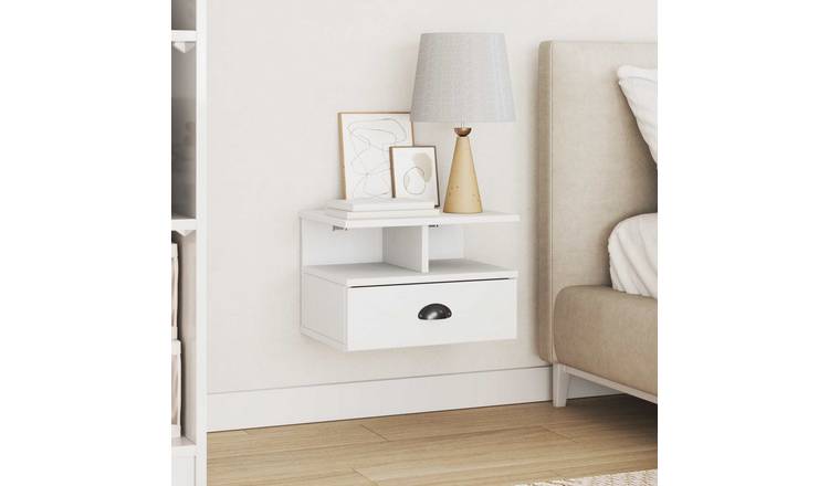 Walplus Solid Pine Bedside Cabinet - White - 40 x 31 x 27 cm