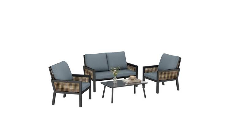 Outsunny 4 Seater Rattan Furniture Set - Grey
