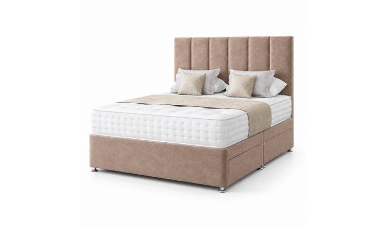 Comfy Deluxe 3ft Single    Panel    Suede  Divan Bed Set -  Beige