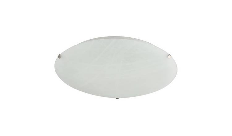 Happy Homewares White Alabaster Circular Glass IP20 Flush Ceiling Light - 30cm