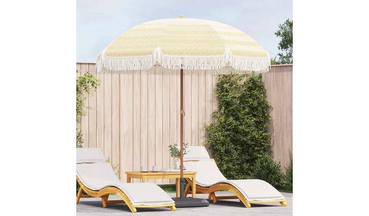 Walplus Round Polyester Beach Parasol - Yellow and White - 205 x 205 x 210 cm