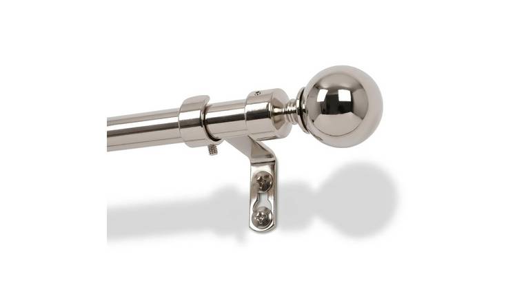 Harbour Housewares Metal Ball Curtain Pole Kit - Brushed Nickel - 77 to 150cm