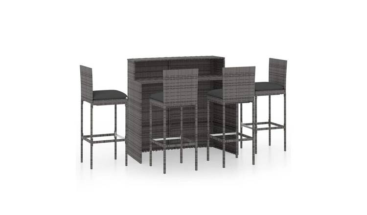 Walplus 5 Piece Poly Rattan Garden Bar Set - Grey - 120 x 55 x 110 cm