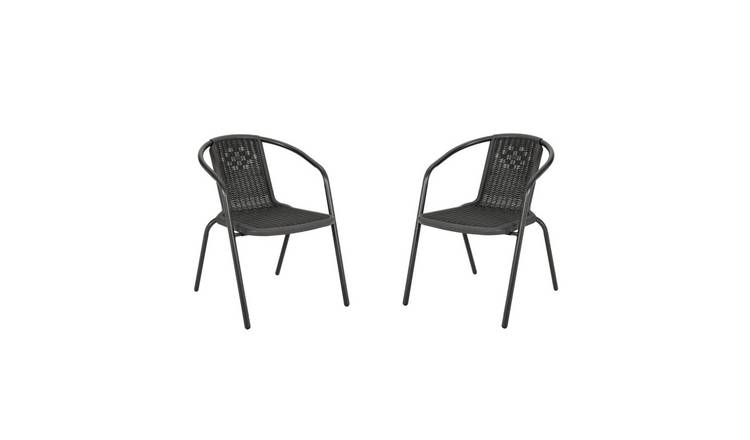 Living and Home Set of 2 Plastic Garden Chairs - Black