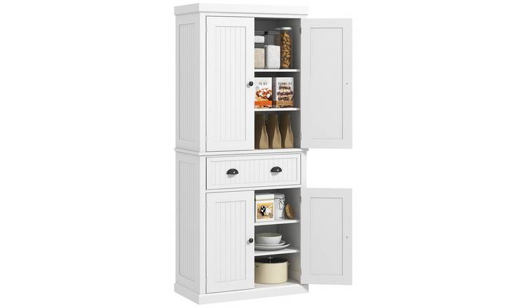 HOMCOM Adjustable Freestanding Pantry Cabinet with Drawer - White