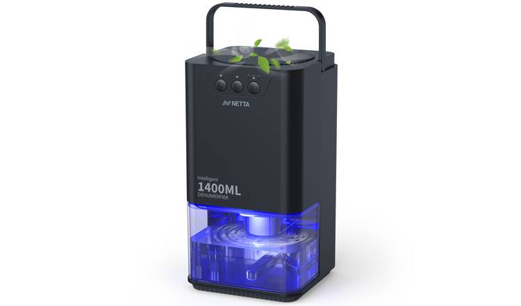 NETTA 1400ml Mini Dehumidifier with 24 Hour Timer & LED Light - Black