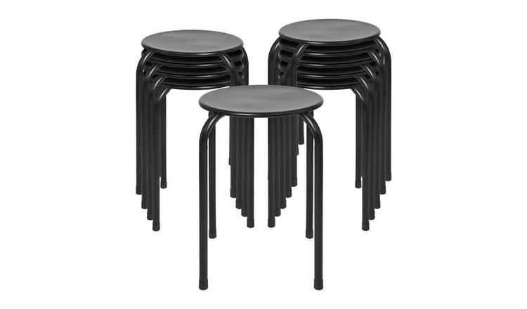 Harbour Housewares Metal Stacking Stools - Matt Black - Pack of 10