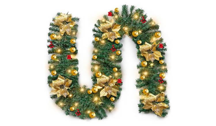 My Christmas Pre-Lit Christmas Garland with LED Lights 2.7m - Gold