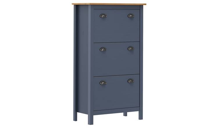 Walplus Solid Wood Shoe Cabinet - Grey and Honey Brown - 72 x 35 x 124 cm