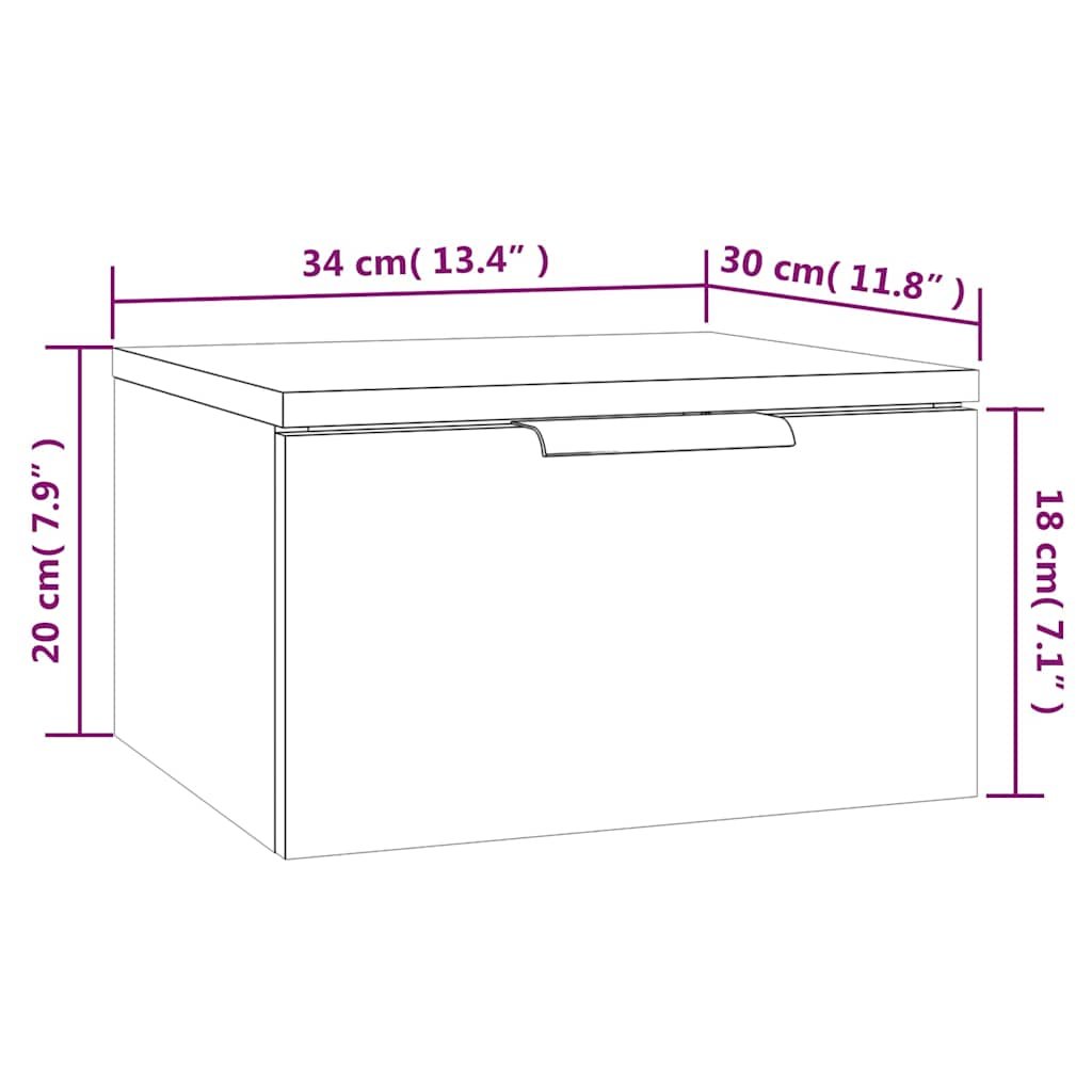 Walplus Wall Mounted Bedside Cabinet - Grey and Oak - 34 x 30 x 20 cm - Image 9