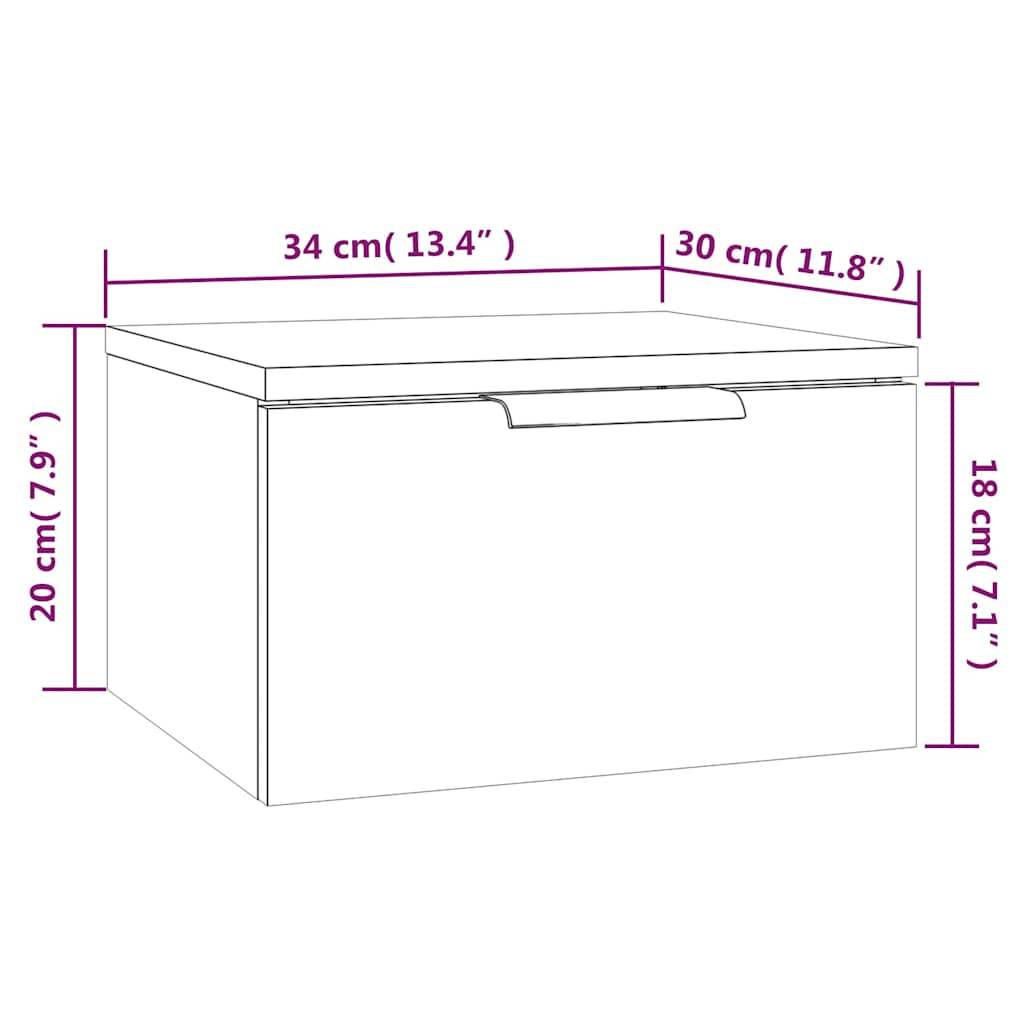 Walplus Wall Mounted Bedside Cabinet - Grey and Oak - 34 x 30 x 20 cm - Image 9