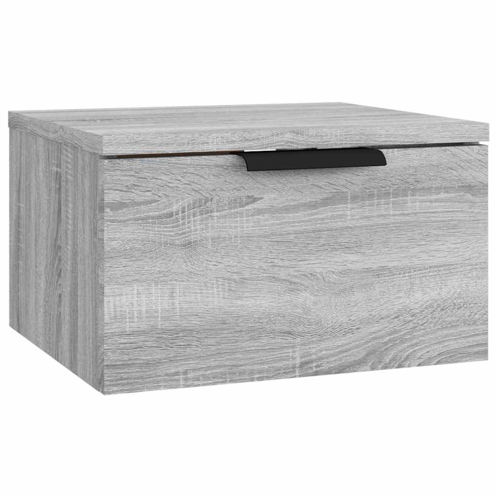 Walplus Wall Mounted Bedside Cabinet - Grey and Oak - 34 x 30 x 20 cm - Image 2