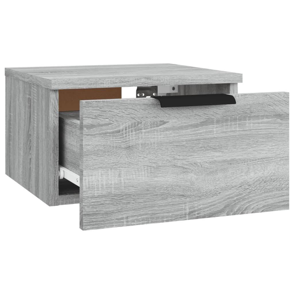 Walplus Wall Mounted Bedside Cabinet - Grey and Oak - 34 x 30 x 20 cm - Image 5