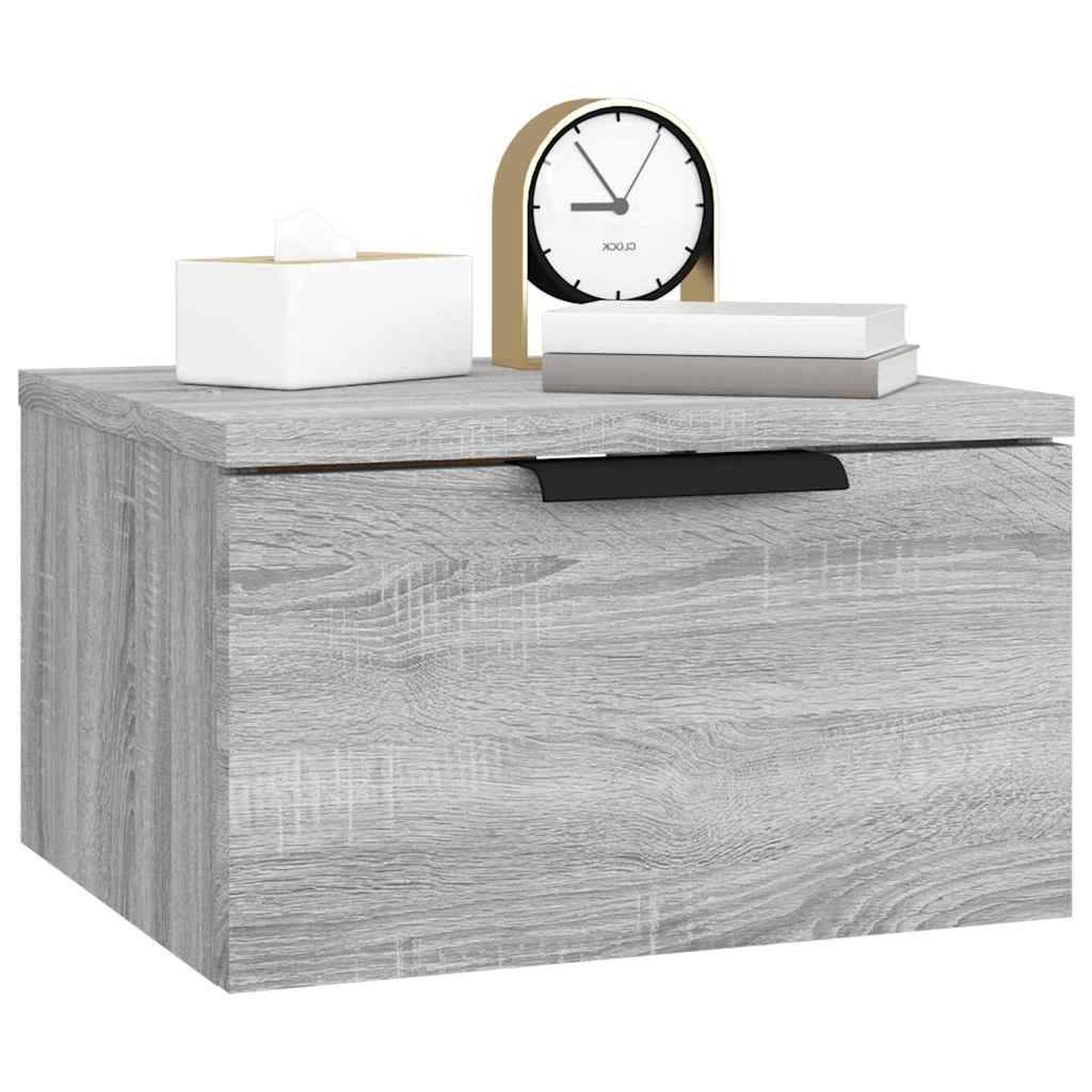 Walplus Wall Mounted Bedside Cabinet - Grey and Oak - 34 x 30 x 20 cm - Image 8