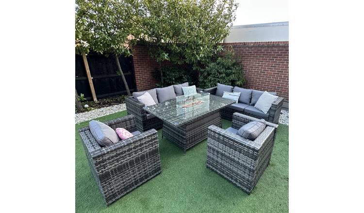 Furniture Maxi Vancouver Rattan Effect Sofa Set with Furniture Cover - Grey