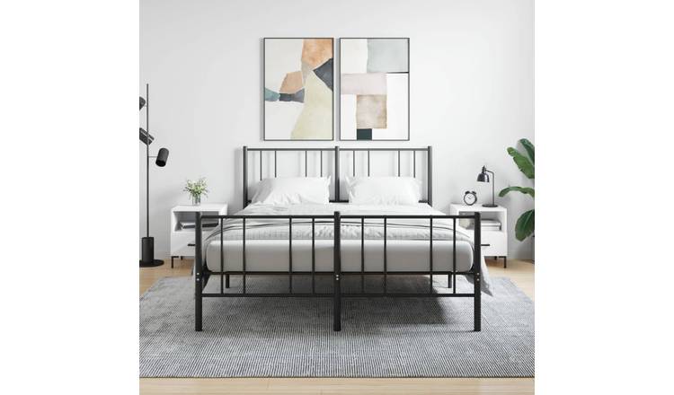 Walplus Pack of 2 Bedside Cabinet - White - 40 x 35 x 47.5 cm
