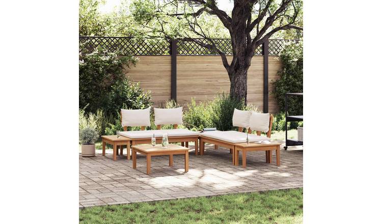 Walplus 3 Piece Metal Garden Sofa Set - Brown and Cream - 60 x 60 x 30 cm
