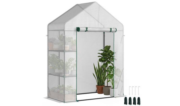 Outsunny Walk-In Greenhouse with Rollup Door – Green