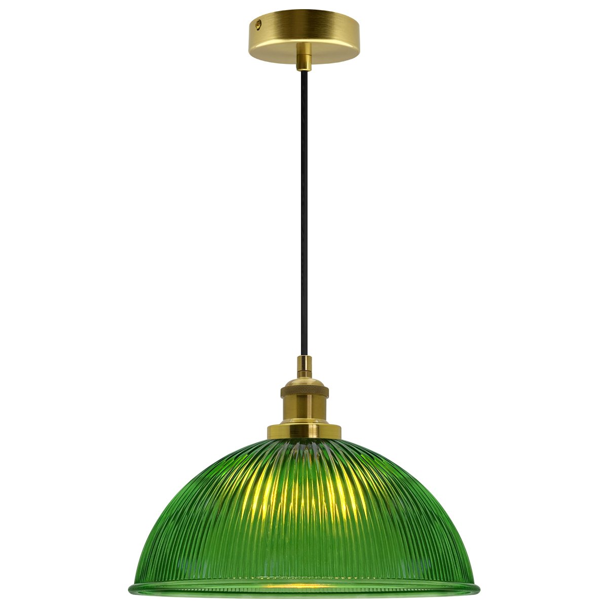 Energy Light Bulbs Dome Ribbed Glass Ceiling Pendant Light - Green - Image 1