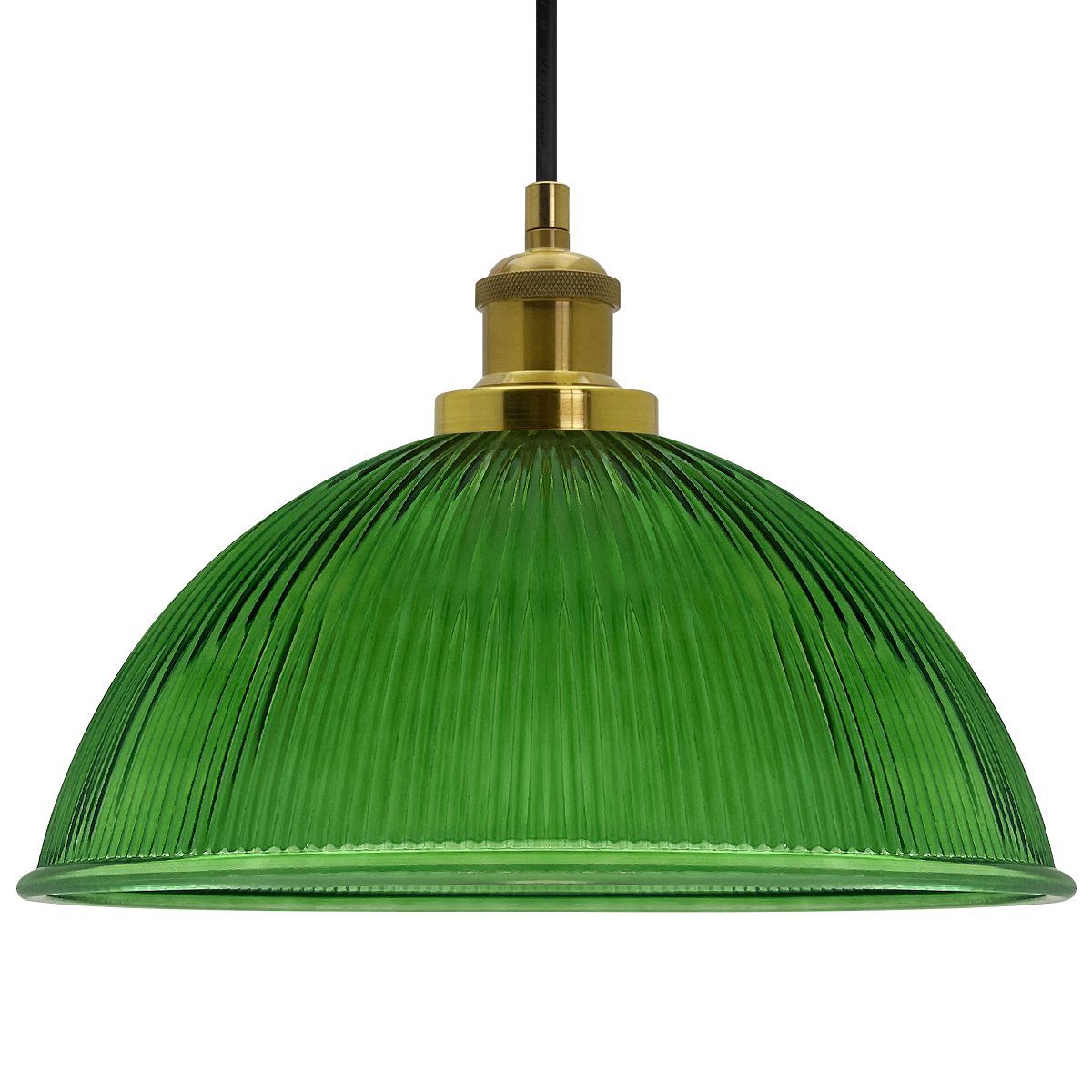 Energy Light Bulbs Dome Ribbed Glass Ceiling Pendant Light - Green - Image 3