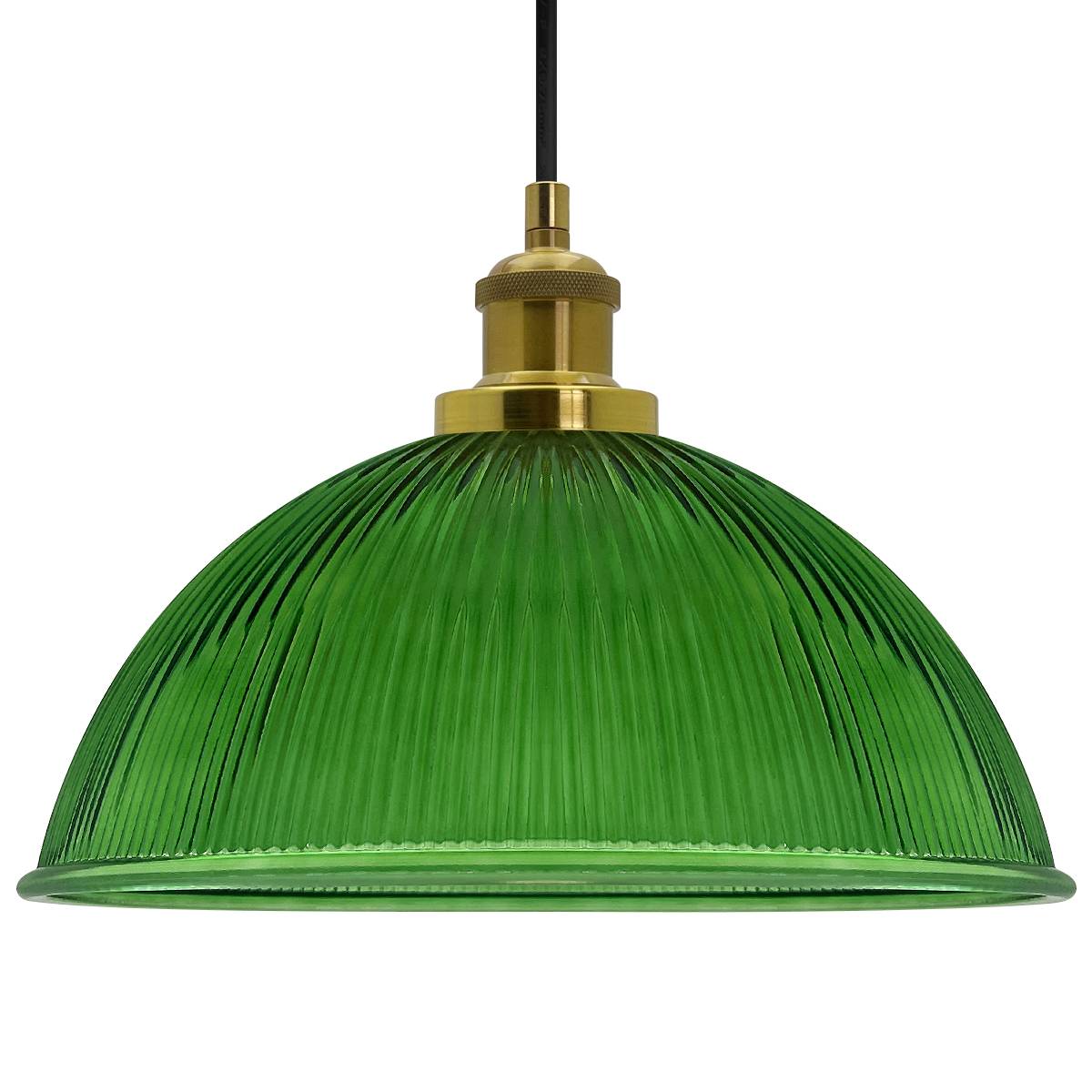 Energy Light Bulbs Dome Ribbed Glass Ceiling Pendant Light - Green - Image 3