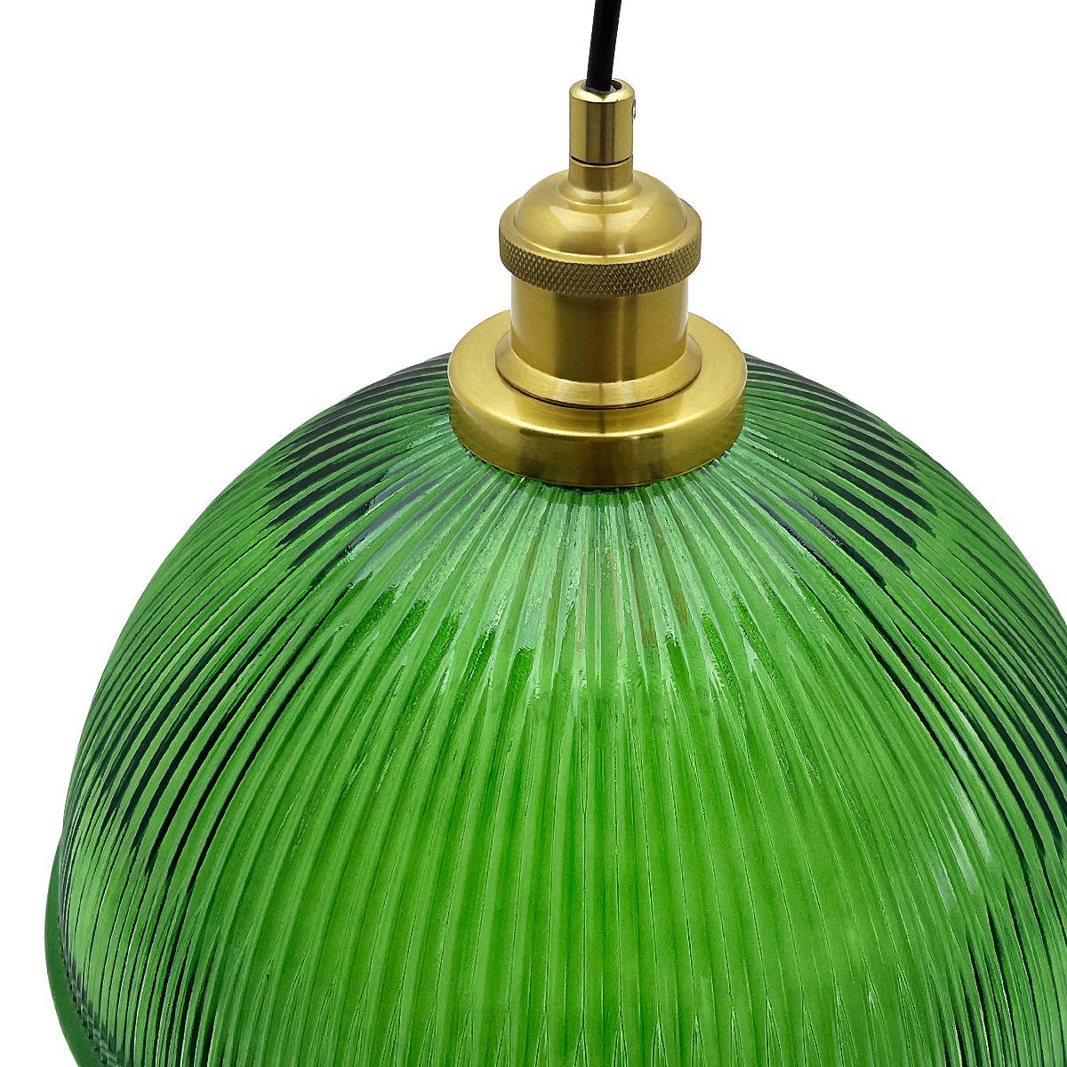 Energy Light Bulbs Dome Ribbed Glass Ceiling Pendant Light - Green - Image 4