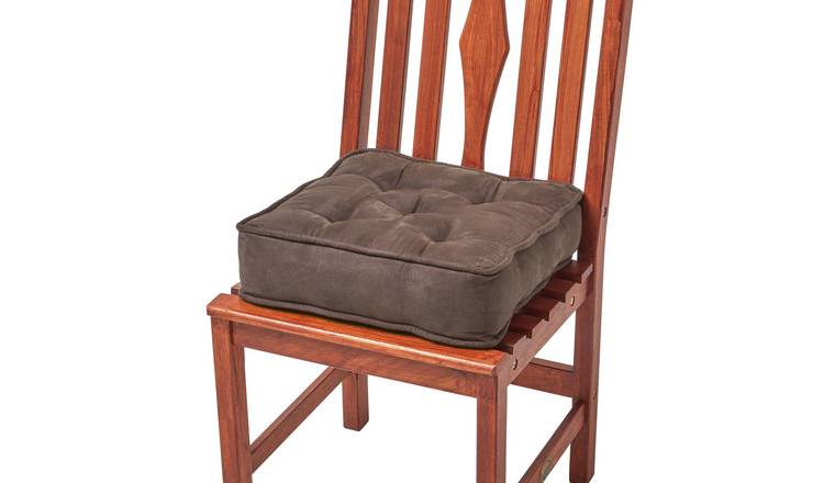 Homescapes Faux Suede Dining Chair Booster Cushion - Chocolate