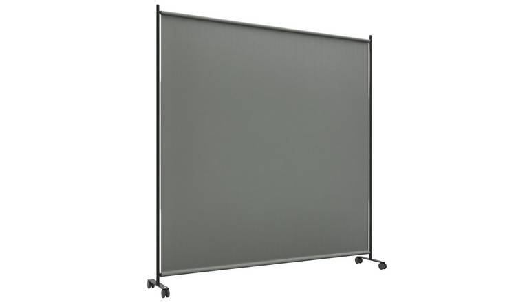 Outsunny Portable Room Divider with Lockable Wheels - Dark Grey
