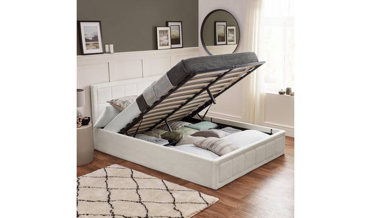 Home Treats Small Double Ascot Boucle Ottoman Bed With Hybrid Mattress