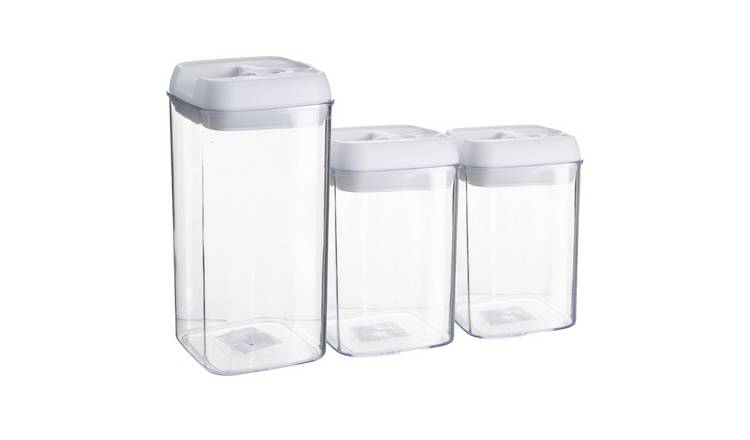 Argon Tableware 3 Piece Flip Lock Plastic Food Storage Containers Set - White