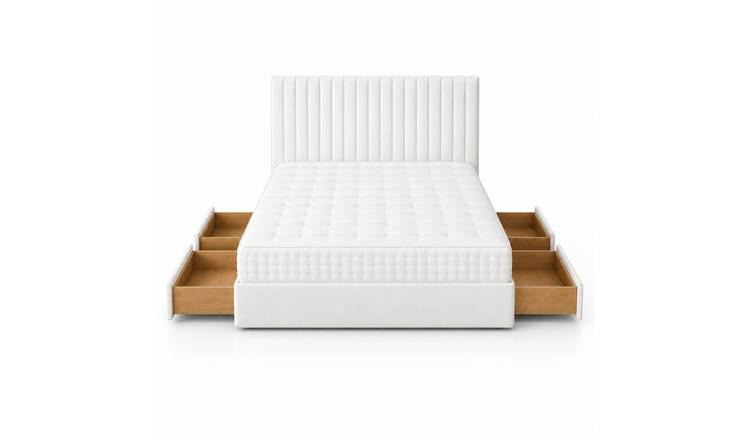 Comfy Deluxe 4ft Small Double   4 Drawer  Suede  Divan Bed Set -  White