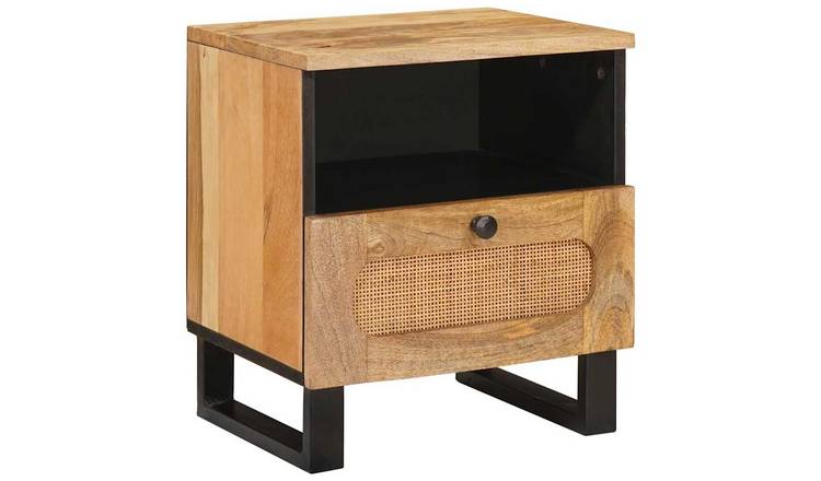 Walplus Solid Wood Bedside Cabinet - Natural - 40 x 33 x 46 cm