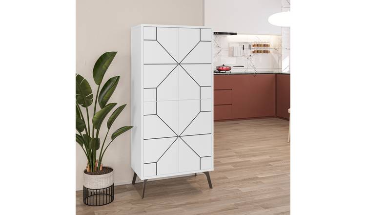 Decortie Dune Four Door Tall Storage Cabinet - White