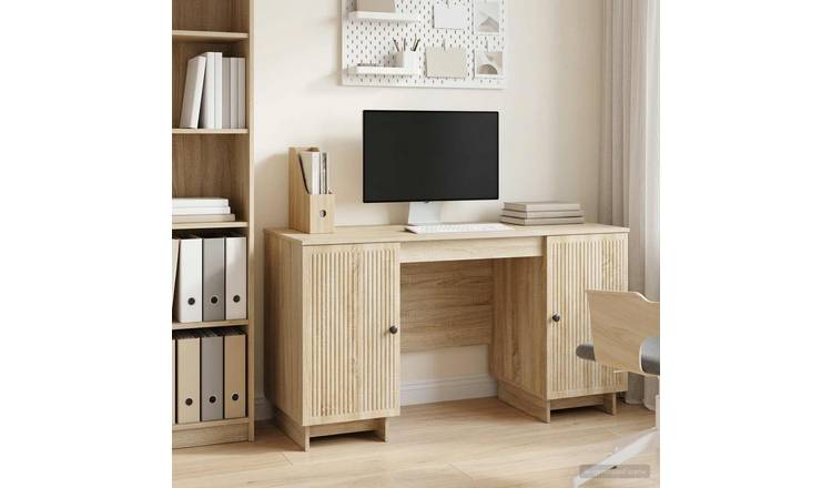 Walplus Engineered Wood Desk - Light Oak - 142.5 x 50 x 75 cm