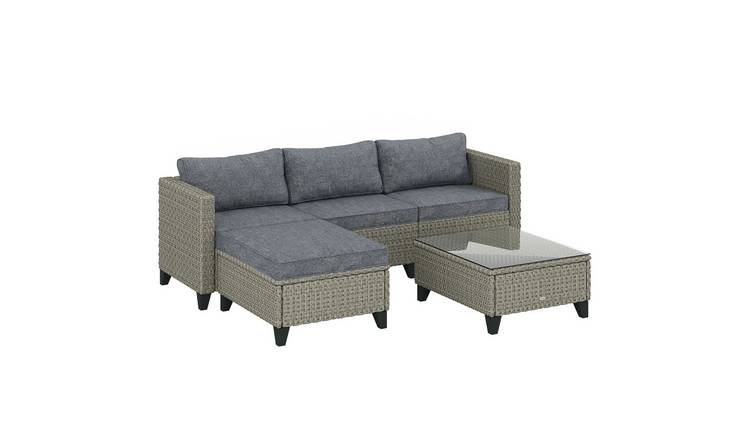 Outsunny Rattan Cushioned Furniture Set - Dark Grey