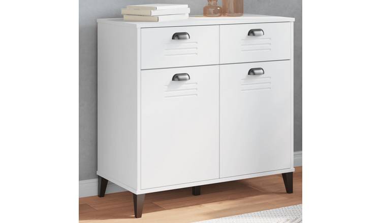 Walplus Engineered Wood VIKEN 2 Drawer Sideboard - White - 80 x 40 x 80 cm