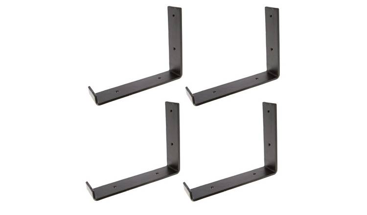 Hammer & Tongs Scaffold Board Iron Shelf Bracket - Black - Set of 4
