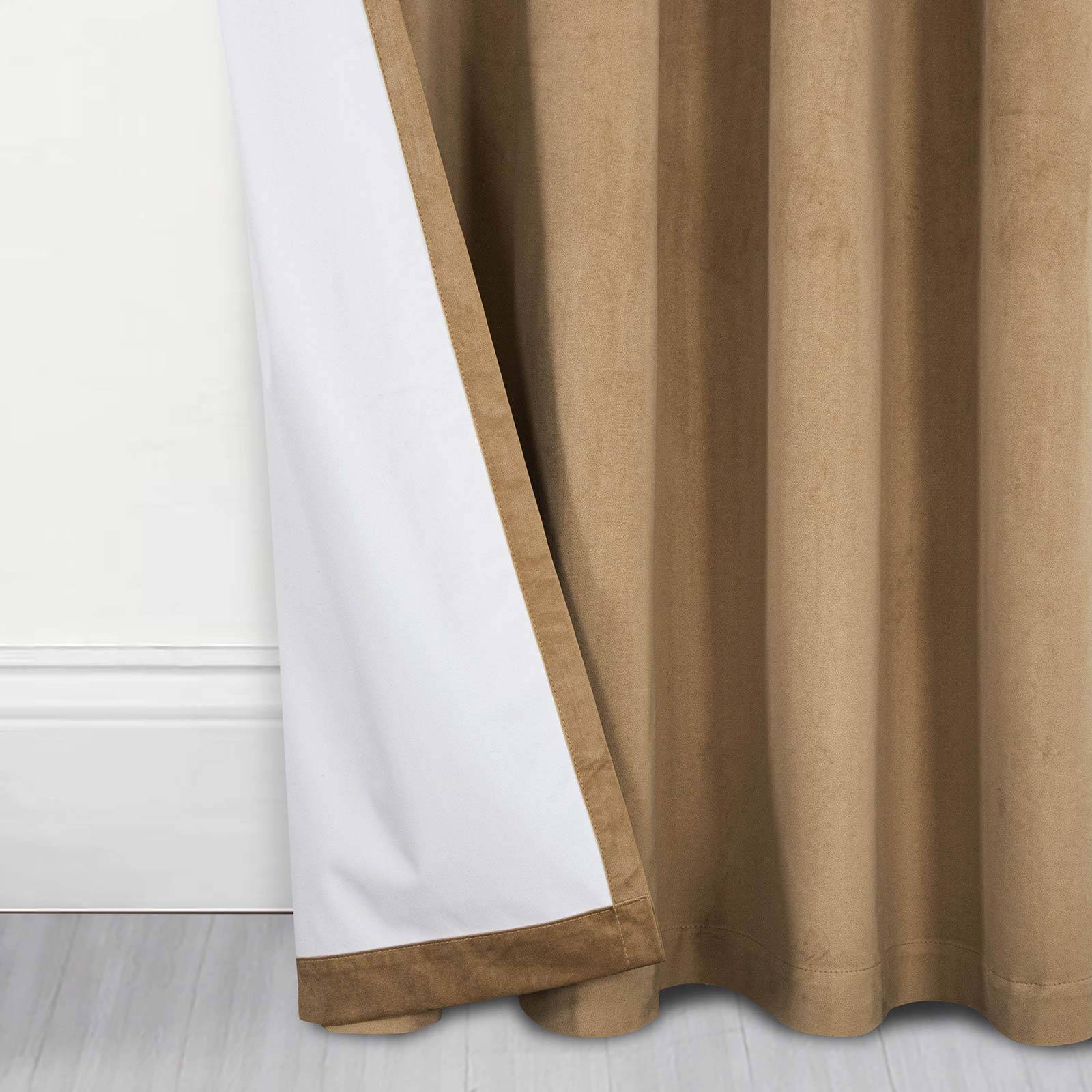 Homescapes Beige Thermal 100% Blackout Velvet Curtains - 168cm x 183cm - Image 3