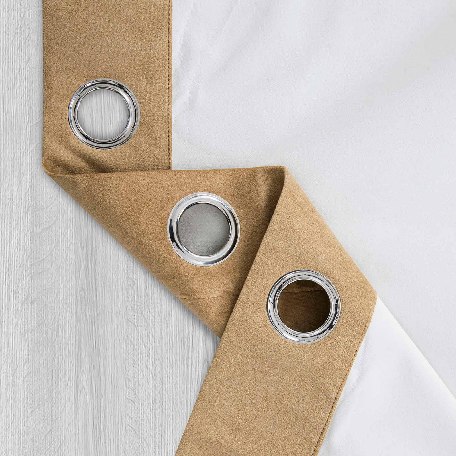 Homescapes Beige Thermal 100% Blackout Velvet Curtains - 168cm x 183cm - Image 4