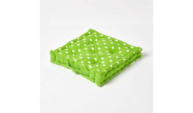 Homescapes Cotton Stars Floor Cushion – 50 x 50 cm – Green