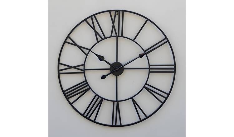 Primrose 80cm Open Dial Skeleton Wall Clock - Black