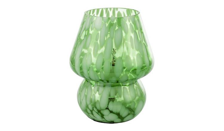 Happy Homewares Eye Catching Artisan Emerald Green Mottled Table Lamp - 15cm