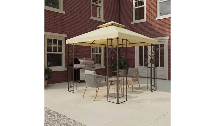 Charles Bentley 3m x 3m Steel Outdoor Gazebo Luxury Metal Frame Marquee - Cream