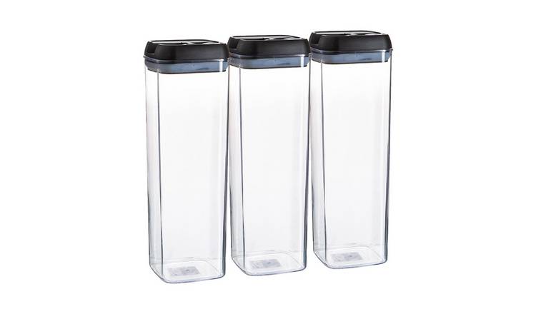 Argon Tableware Plastic Food Storage Containers - Black - Set of 3