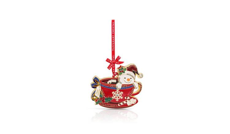 Tipperary Metal Sparkle Snowman Teacup Hanging Decoration